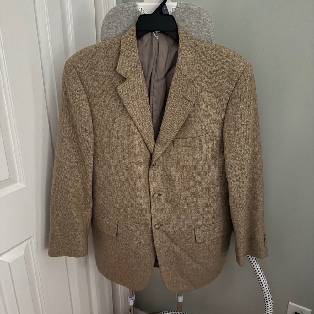 Michael Kors Men 42R Blazer Wool Silk Cashmere Herringbone 2000s Quiet Luxury